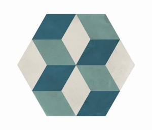 Marca Corona Terra Kunst Cubo Ozean/Himmel Sechseck 25x21,6 I409 hexagonale Fliesen