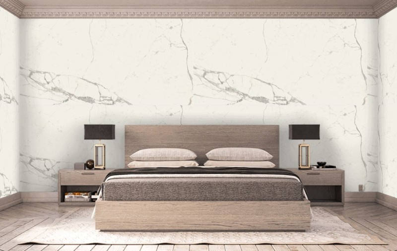 Spiek konglomerat wiełkoformatowy marmurowy biały z szarą żyłą Marazzi Grande Marble Look Statuario Lux 120x120 99869