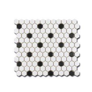 Hexagon Mosaik Fliesen Weiß Schwarz Matt 26x30cm El Casa