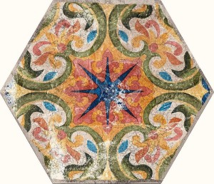 ITT Hexa Veracruz Matt 23x27 Fliesen Hexagonal mit Blumenmotiv