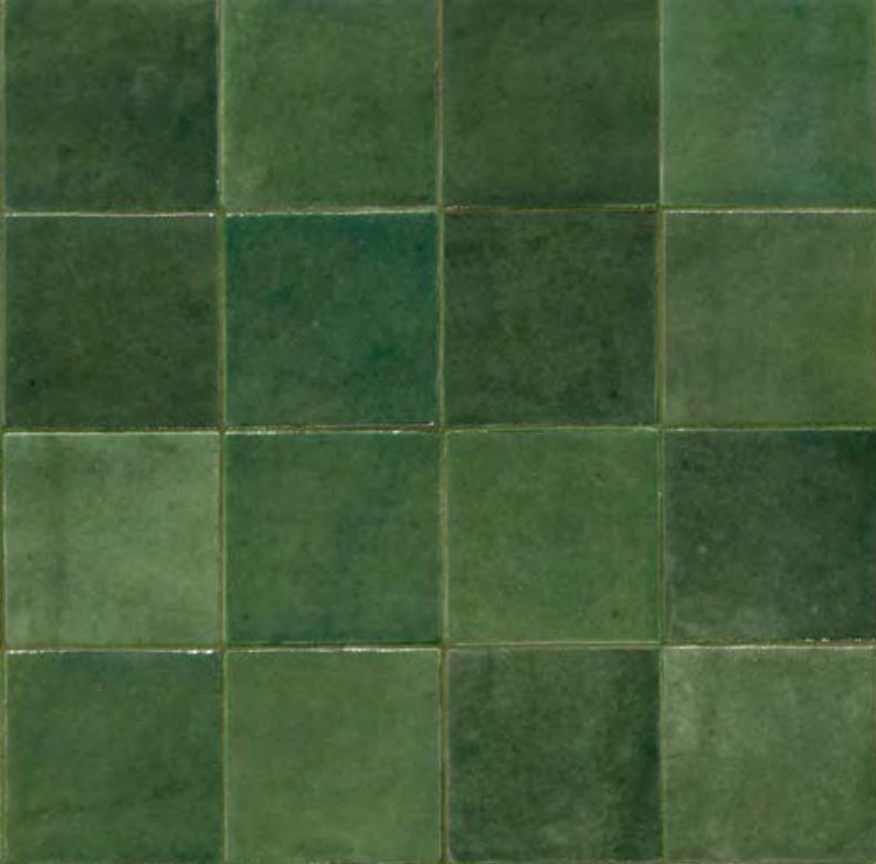 Płytki ciegiełki postarzane do łazienki ciemna zielień turkus Marazzi Zellige Bosco M5QS 10x10 84282