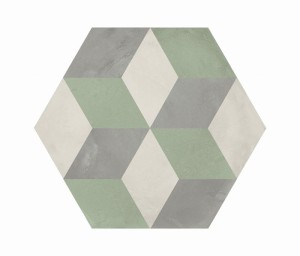 Marca Corona Terra Art Cubo Sand/Mint Sechseckfliesen 25x21,6 I416