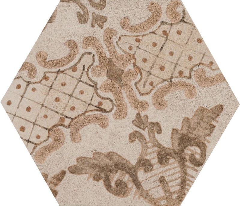 Sześciokątne plytki wzorzystę brązowe patchwork Clays Decoro Earth,Sand,Shell 21x18,2-70157
