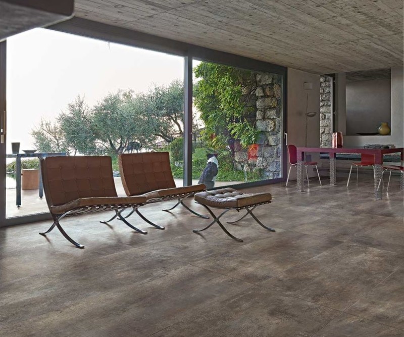 Płytki podłogowe beton przetarty szary brąz Florim Floor Gres Rawtech Raw- Mud 80x80 94770