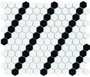 Dunin Mini Hexagon B&W Lean 26x30: Hexagonale Mosaikfliesen
