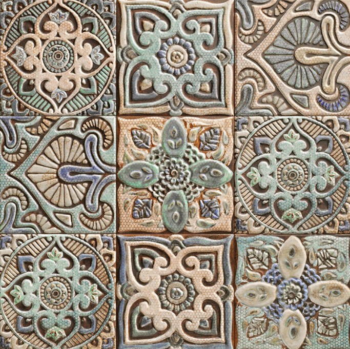 Dekor na kominek zielony kwiat Mainzu Mandala Centro 20X20 47996
