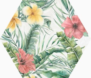 ITT Exotische Weiße Matte 23x27 Fliese Hexagonal Blumenmotiv
