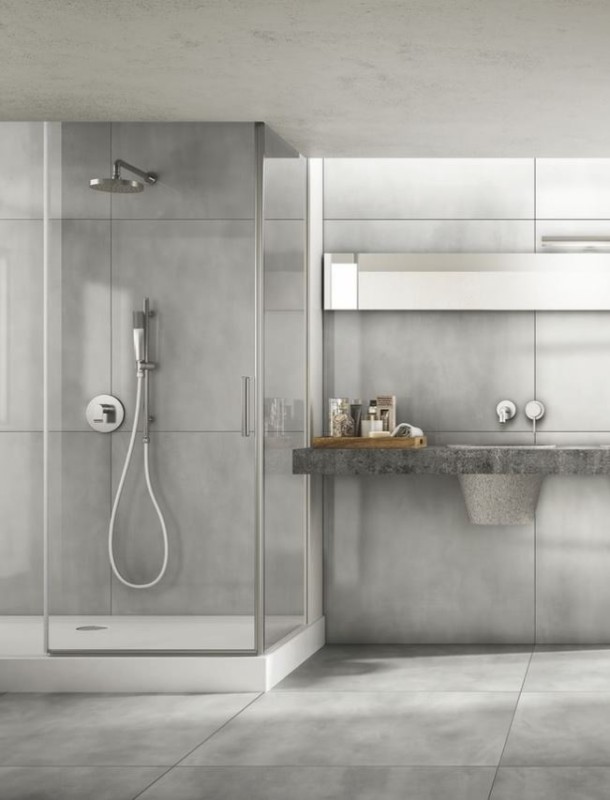 Płytki podłogowe imitująca beton architektoniczny Casalgrande Padana Steeltech Decor Antracite 90x90 40130