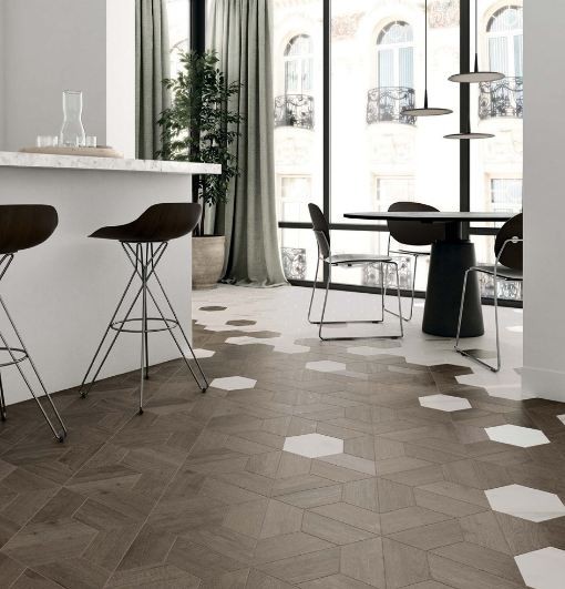 Płytki podłogowe trapecja drewno szare Wow 60 Grad 120283 Trapezium Wood Dark 10x23 101161