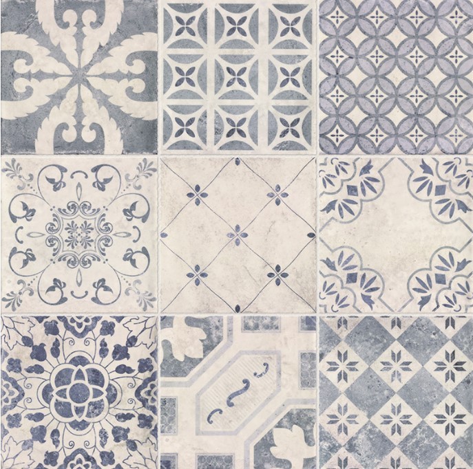 Płytki łazienkowe wrzoryste niebieske prowans Milano Decor Antiqua 20x20 49699
