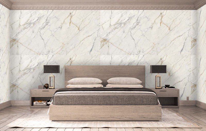 Spiek wielkoformatowy marmur biały ze złotą żyłą Marazzi Grande Marble Look Golden White Lux M8AF 120x120 36913