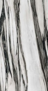 Florim Floor Gres B&W_Marble Fall: Hochglanz-Marmorfliesen 60x120, schwarz-weiß