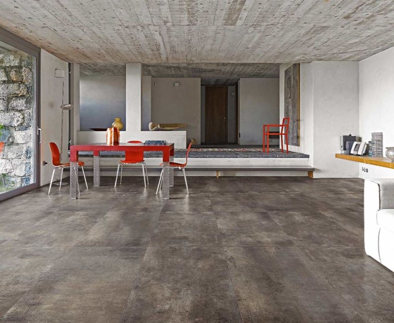 Płytki podłogowe beton przetarty szary brąz Florim Floor Gres Rawtech Raw- Mud 80x80 94769