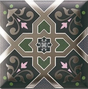 Mainzu HD Effects Dekor Esna Green 15x15: Dunkelgrüne Orientalische Fliesen