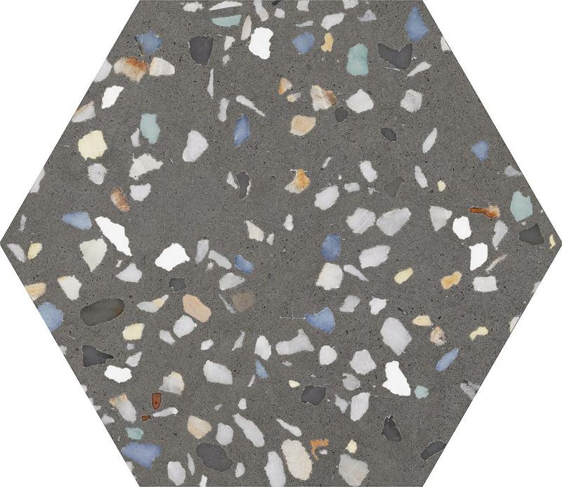 ITT Hexa Cezanne Black Matt 23x27 płytki heksagonalne imitujące lastryko 135019