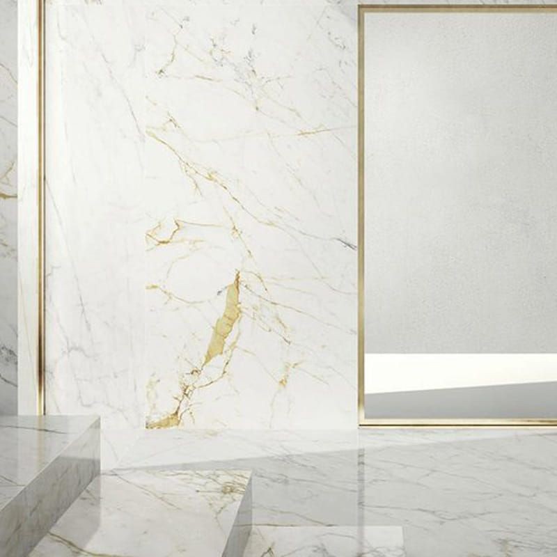 Marazzi Allmarble Golden White Lux 75x75 M4FG płytki marmurowe ze złotą żyłą gresowe 136963
