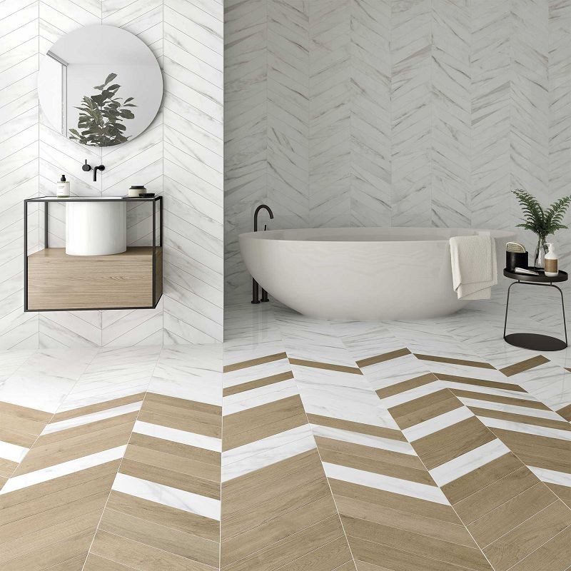 WOW Chevron A Calacatta 9,8x52,2 płytka gresowa 155651