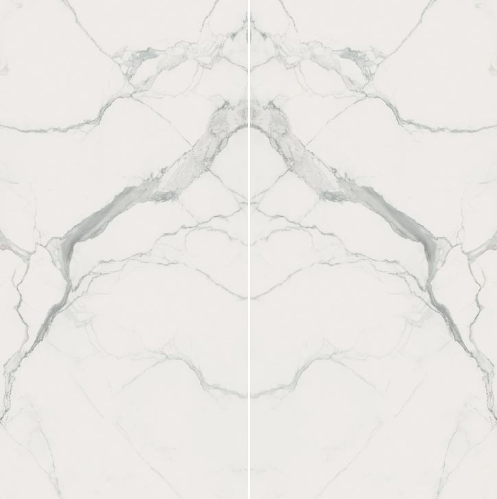 Płytki białe marmur lustrzane odbicie Florim Rex Classici di Rex Open Book Statuario A+B Mat 160x320 (320x320) 96825