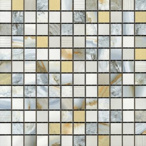 Aparici Beyond Turquesa Decor Mosaik: Weiß-Blaue Marmoroptik Fliesen 29,75x29,75