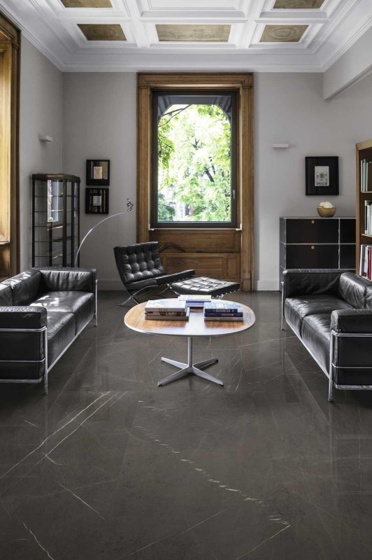 Spiek kwarcowy wielkoformatowy marmur cimno szary z żyłą Marazzi Grande Marble Look Imperiale M3AC Lux 60x120 100025
