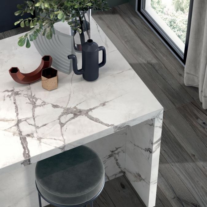 Spiek marmur biały z szaro czarnymi żyłami Flaviker Supreme Evo Invisible Select lux 120x120 hb 78947
