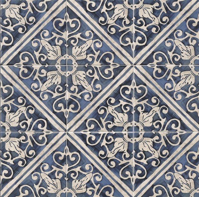 Płytki patchworkowe geometryczne beżowo-niebieskie Mainzu Lisboa Blu 20X20 56366
