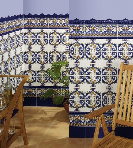 Cokoły ścienne granatowe Mainzu Zócalo Al-Andalus Aveiro Moldura Cobalto 5x20 57973