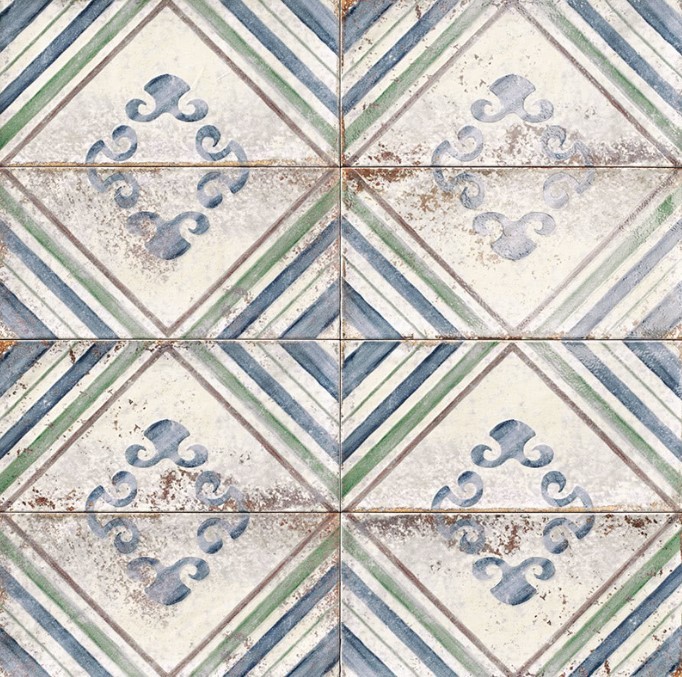 Płytki koperta ala prowans zielone-niebieske Mainzu Atelier Apollini 15X30 49390