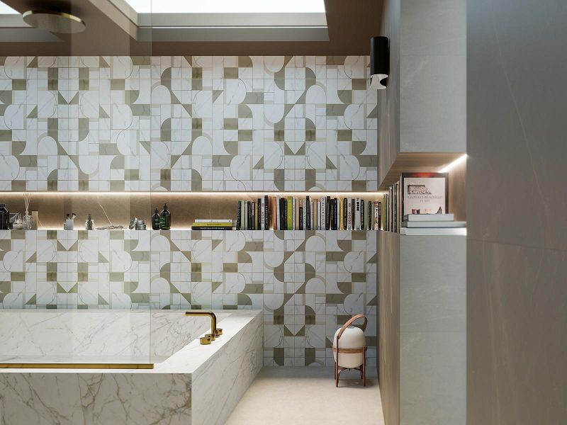 Marazzi Allmarble Altissimo Golden White Satin Decoro Club 40x120 M8T5 płytka ścienna 136821