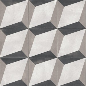 Aparici Bondi_Blocks 3D Fliesen, graue Rauten, 59,2x59,2 cm