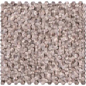 Roségold 3D Sechseck Mosaik Fliese gebürstet Metall Gravity 30,7x30,1
