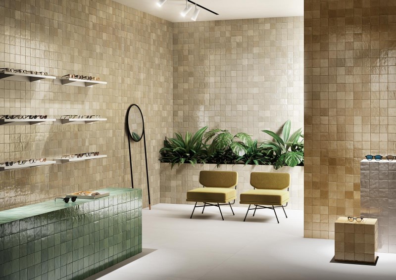 Płytki ciegiełki postarzane do łazienki beż Marazzi Crogliolo Lume White M6RN 6x24 84198