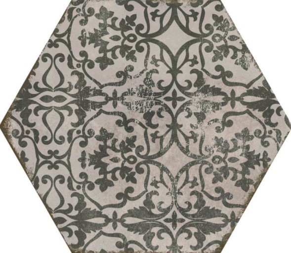 Płytki sześciokątne gres patchwork kwiaty Marazzi Powder Deco Freddo MNDZ 21X18.2 X10 ag 18287