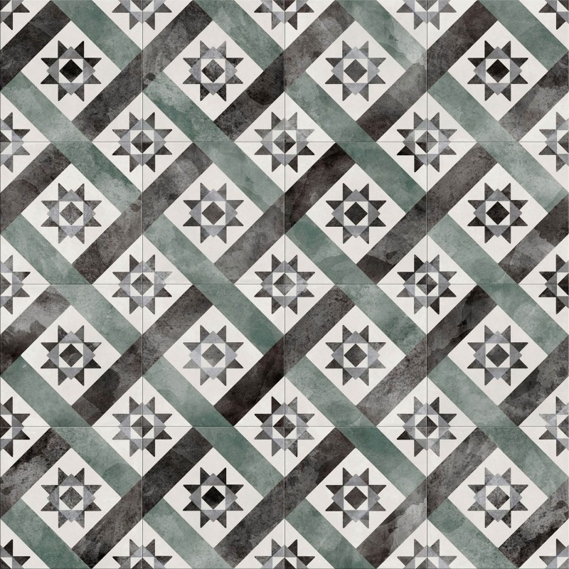 Płytka podłogowa do przedpokoju zielona klasyczny ornament ABK Play Classic Sage 20X20 81462