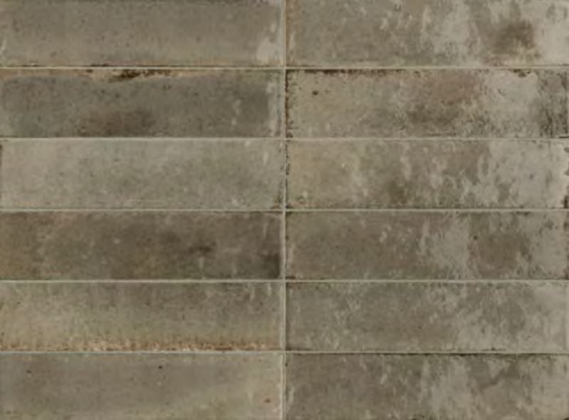 Płytki ciegiełki postarzane do łazienki brąz Marazzi Crogliolo Lume Greige M6RT 6x24 84207