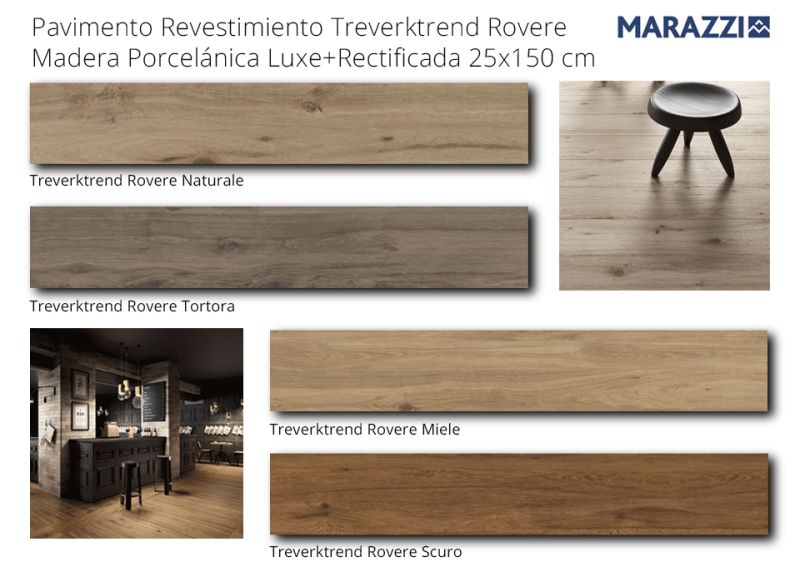 Gresy drewnopodobnę długie rustykalne brąz Marazzi Treverktrend Rovere Scuro 19x150 10859