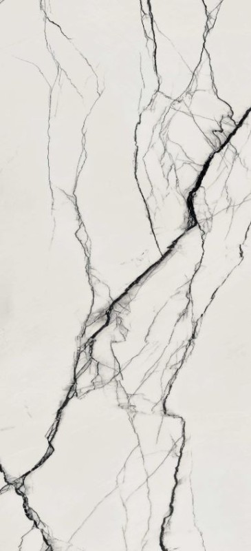 Płytki podłogowe cienkie marmur białe z czarną żyłą Florim Floor Gres B&W_Marble Breach Glo 120x240 93912
