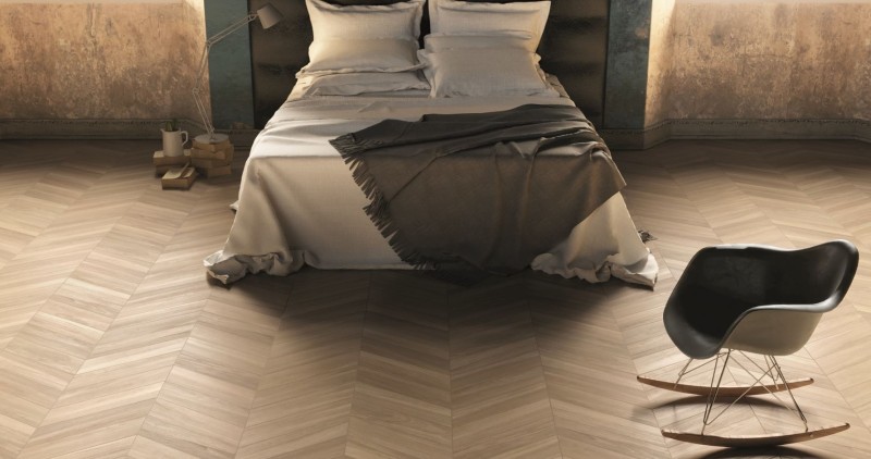Francuska jodełka gres beżowy drewno Emil Ceramiche Sleek Beige Chevron Nat 11x54 57750