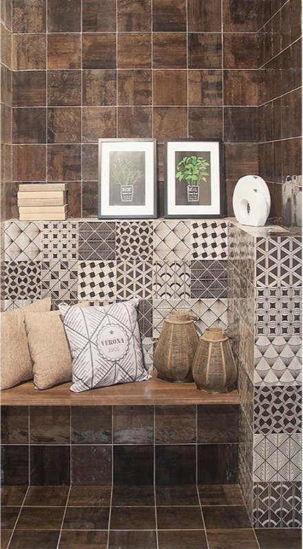 Płytki dekor szaro-grafitowy Mainzu Decor Keo 20x20 50033