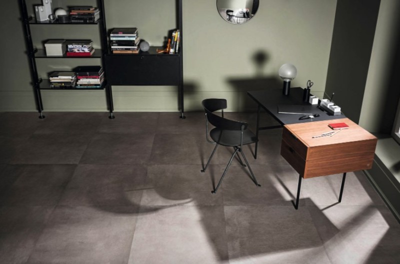 Płytki gres podłogowe beton szary wiełki format Marazzi Powder Graphite MMWY 75X150 18269
