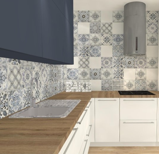 Płytki patchworkowe niebieskie Geotiles Marais 22,3x22,3 dms 46024