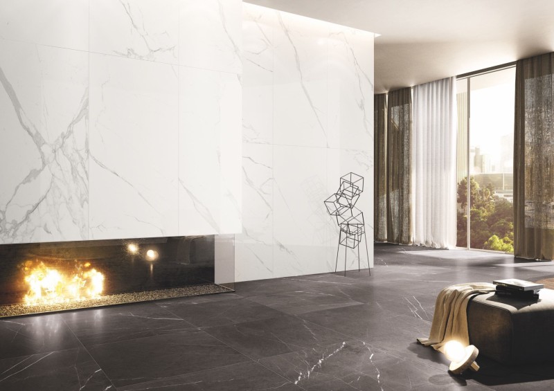 Gres podłogowy imitujace marmur biały marmur Casalgrande Padana Marmoker Statuario Grigio mat 60x120 25132