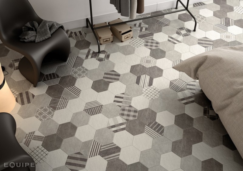 Gresy heksagonalne wzorzystę bez EQUIPE HEXATILE CEMENT GARDEN GREY 17.5X20 9169