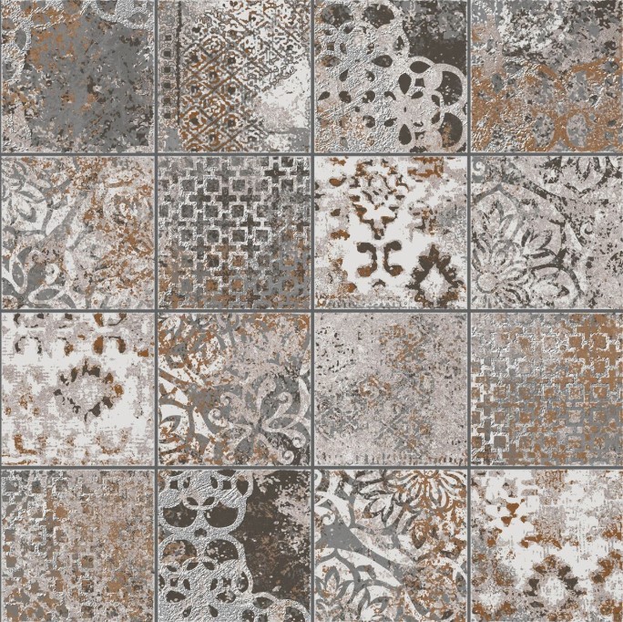Gres wzorzysty patchworkowe rudy braz kamień Marazzi Memento M004 37.5X37.5 73253