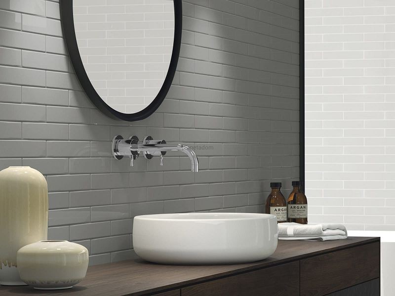 Estudio Farrow Gray Glossy 5x25 płytka ścienna cegiełka 129053