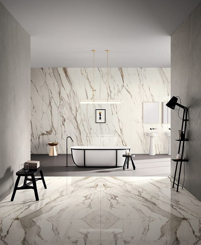 Fondovalle Infinito 2.0 Calacatta Gold Glossy 120x120 płytki gresowe imitujące marmur 105981
