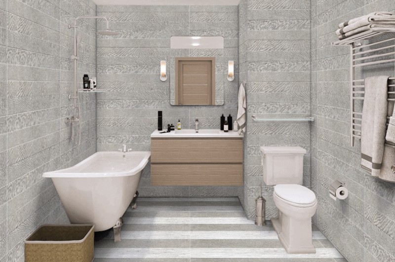 Płytki ścienne szare linii paski Porcelanosa Bottega Acero Spiga P3219317 45x120 14997