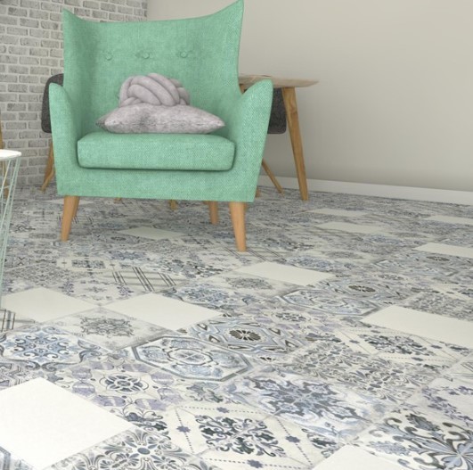 Płytki patchworkowe niebieskie Geotiles Marais 22,3x22,3 dms 46021