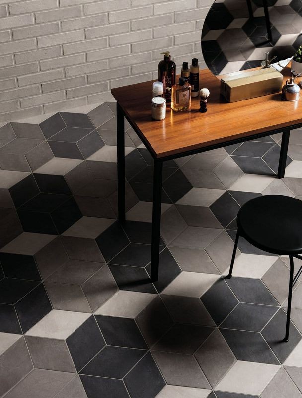 Marca Corona Chalk Grey Rombo 18,7x32,4 E756 płytki gresowe betonowe romby 143053