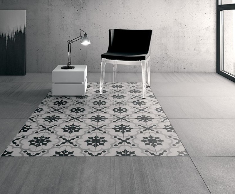Płytki patchworkowe szary dekor Fioranese Cementine Black & White 2 20x20 hb,bn 34209